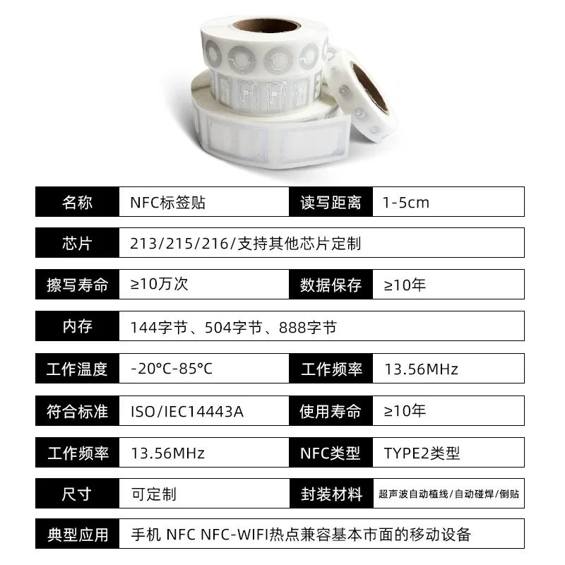 NTAG213 湿 Inlay 芯片贴 — 产品参考图 2